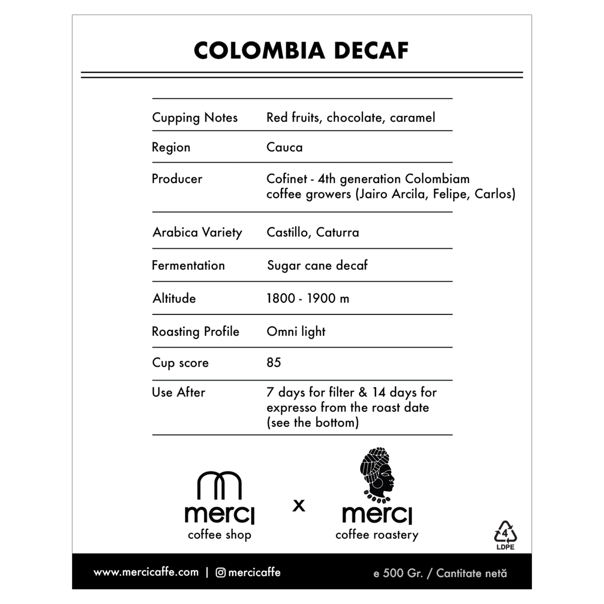 Colombia Decaf | 500 Gr.