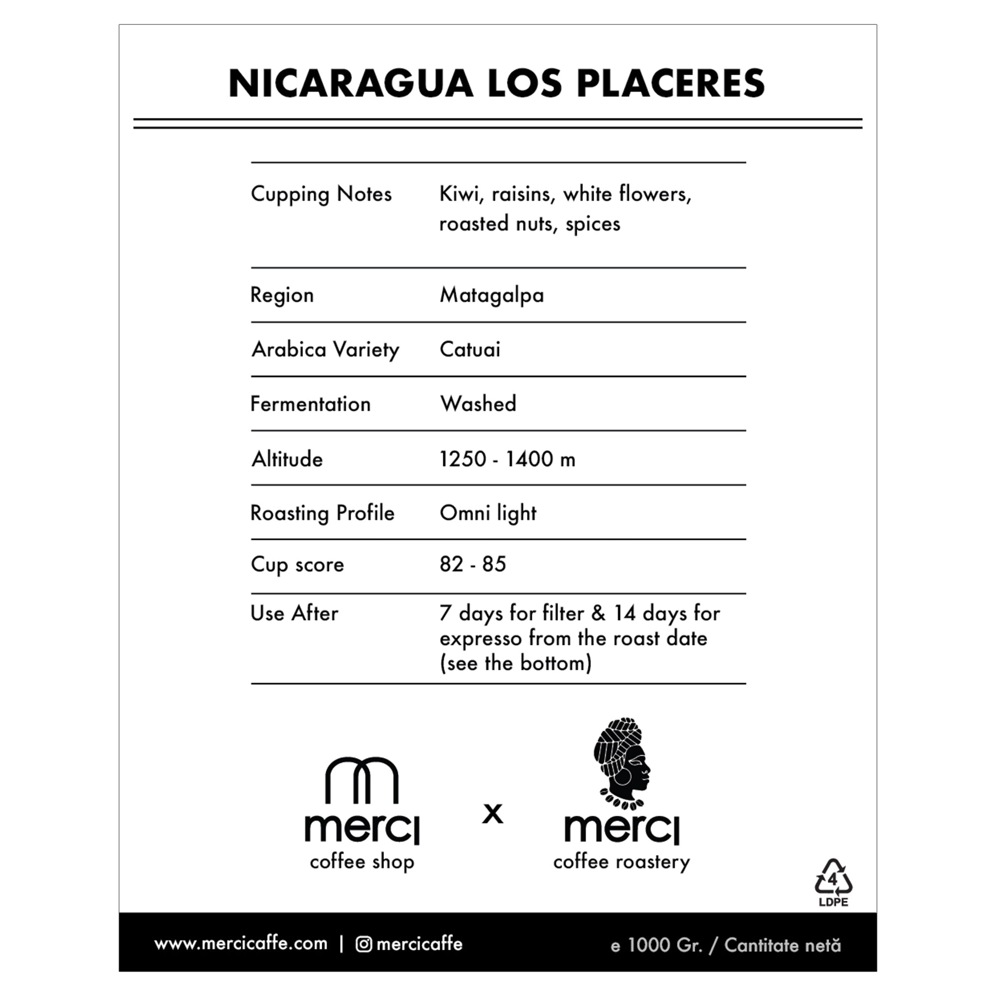 Nicaragua Los Placeres | 1000 Gr.