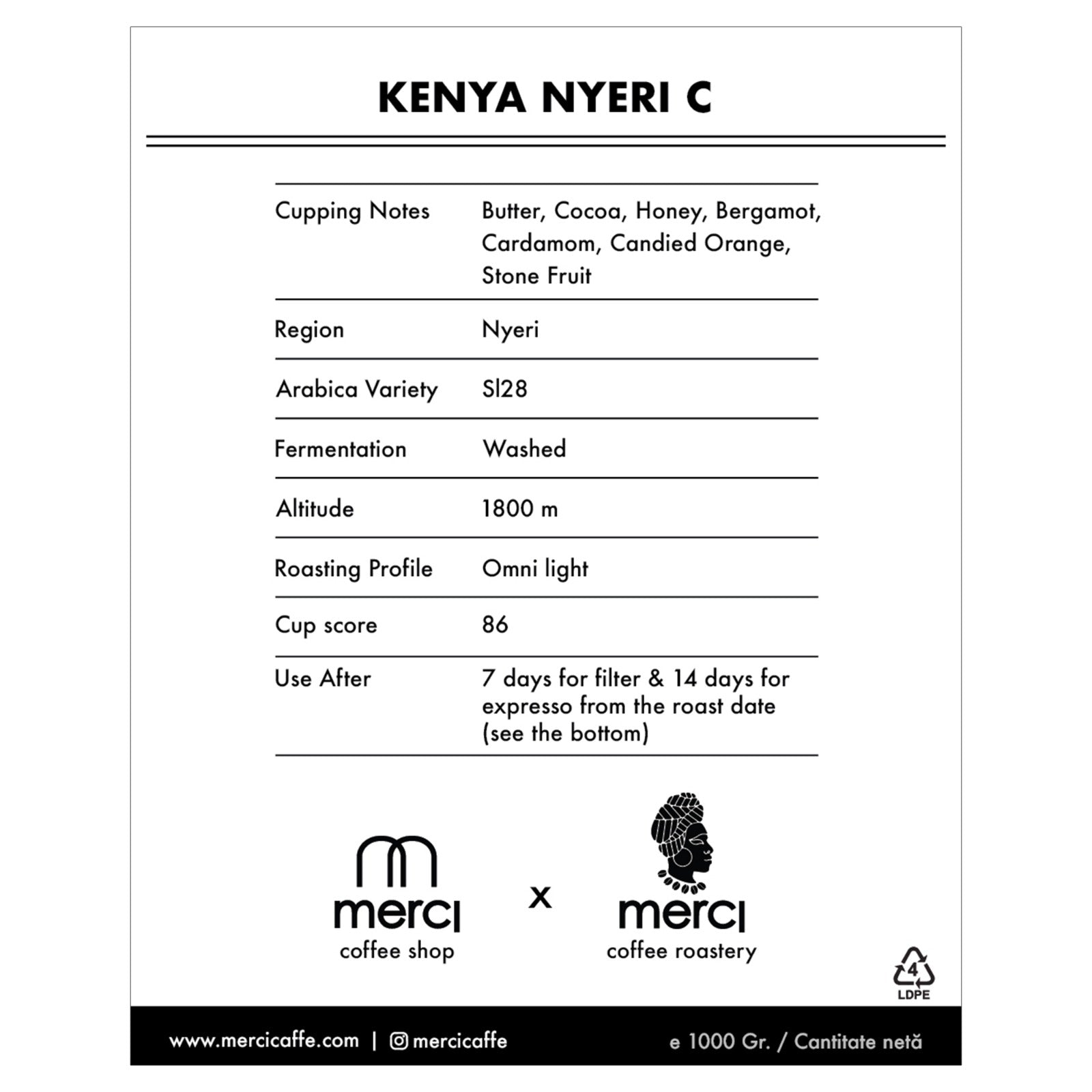 Kenya Nyeri C | Thiriku | 1000 g | Washed