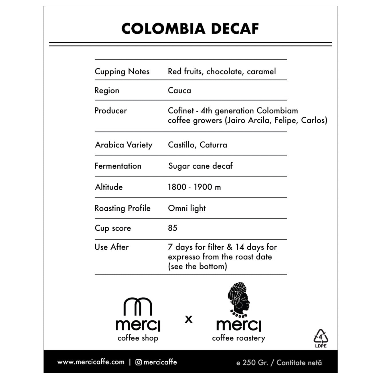 Colombia Decaf | 250 Gr.