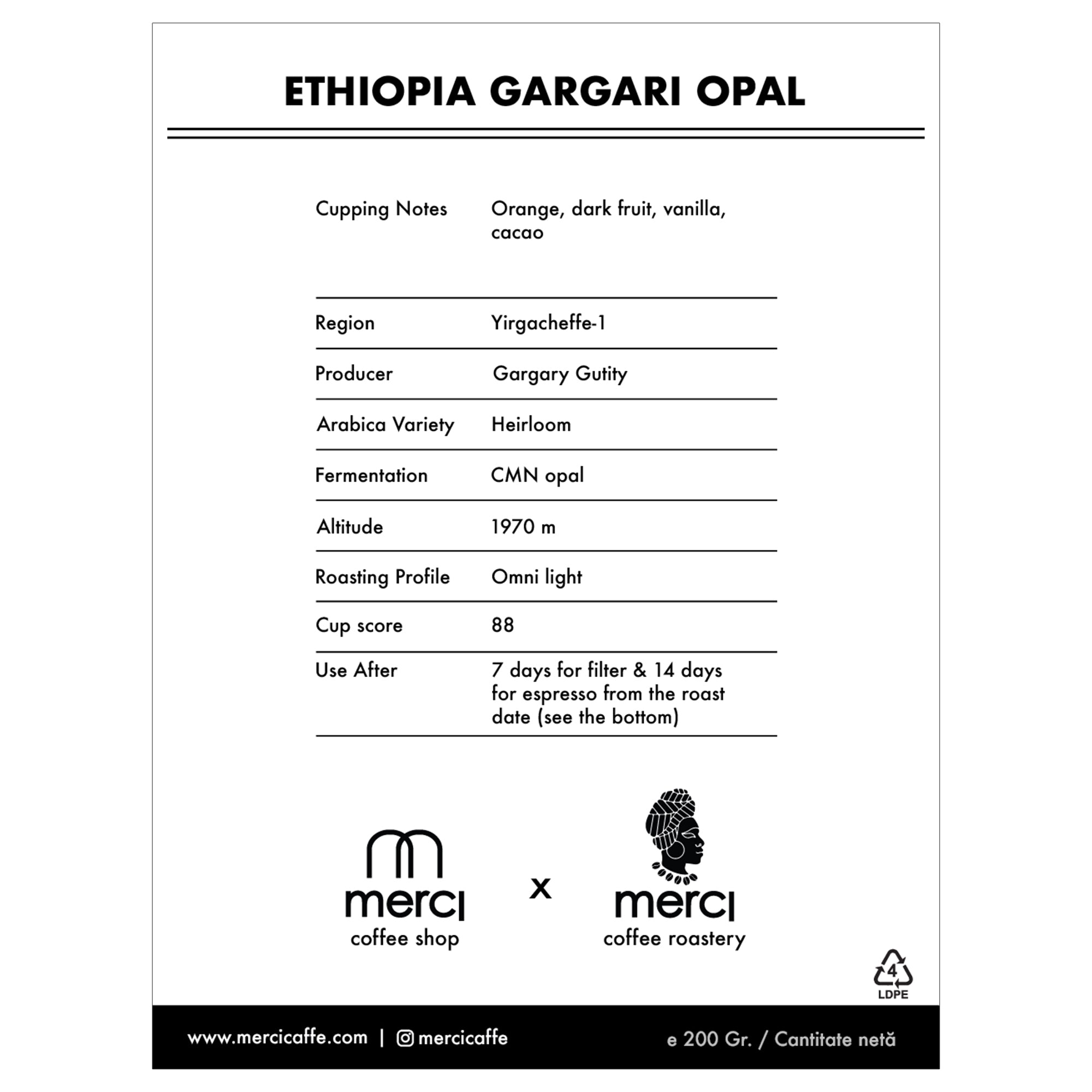 Ethiopia Gargari Opal | 200 Gr.